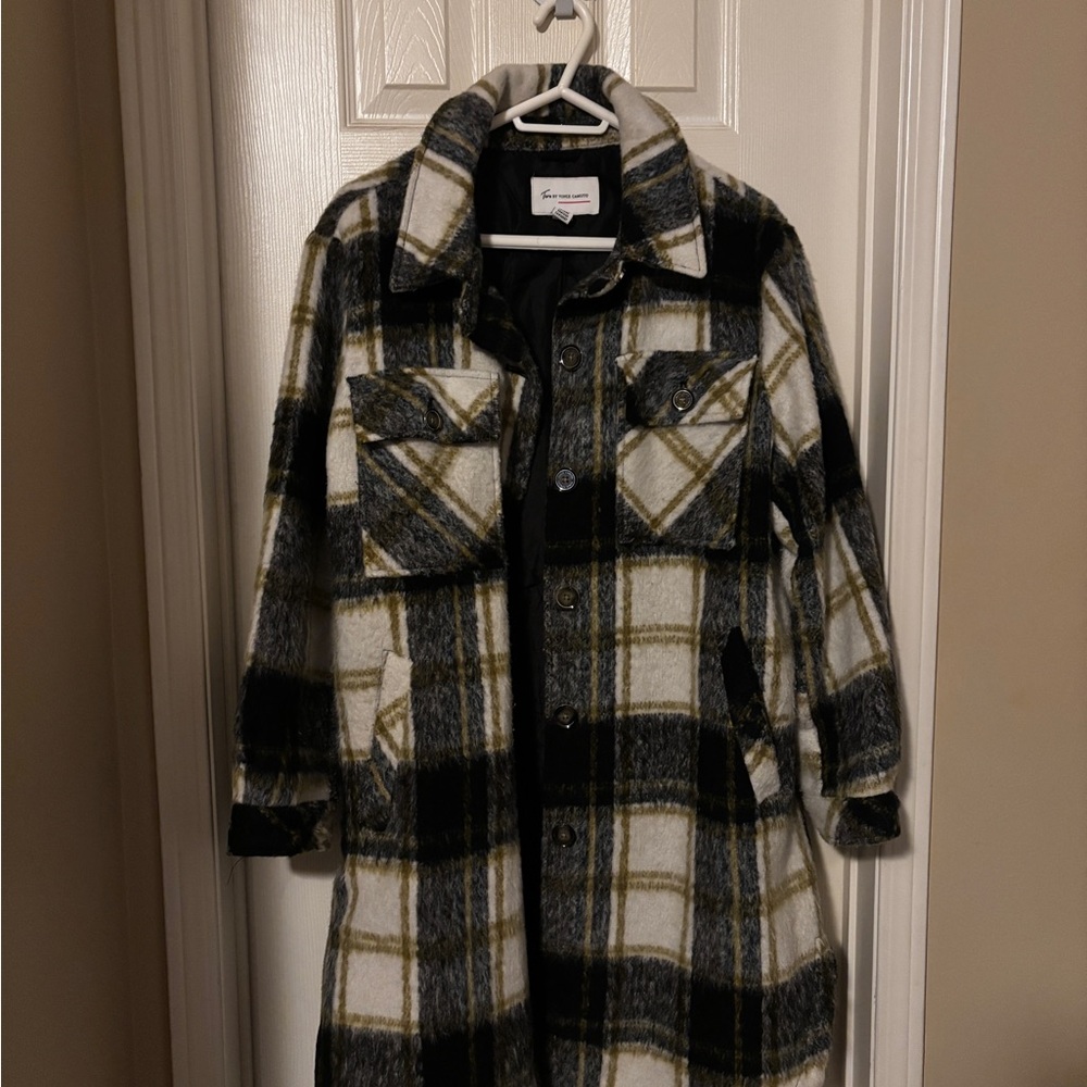 Vince Camuto Black and White Plaid Utility Jacket